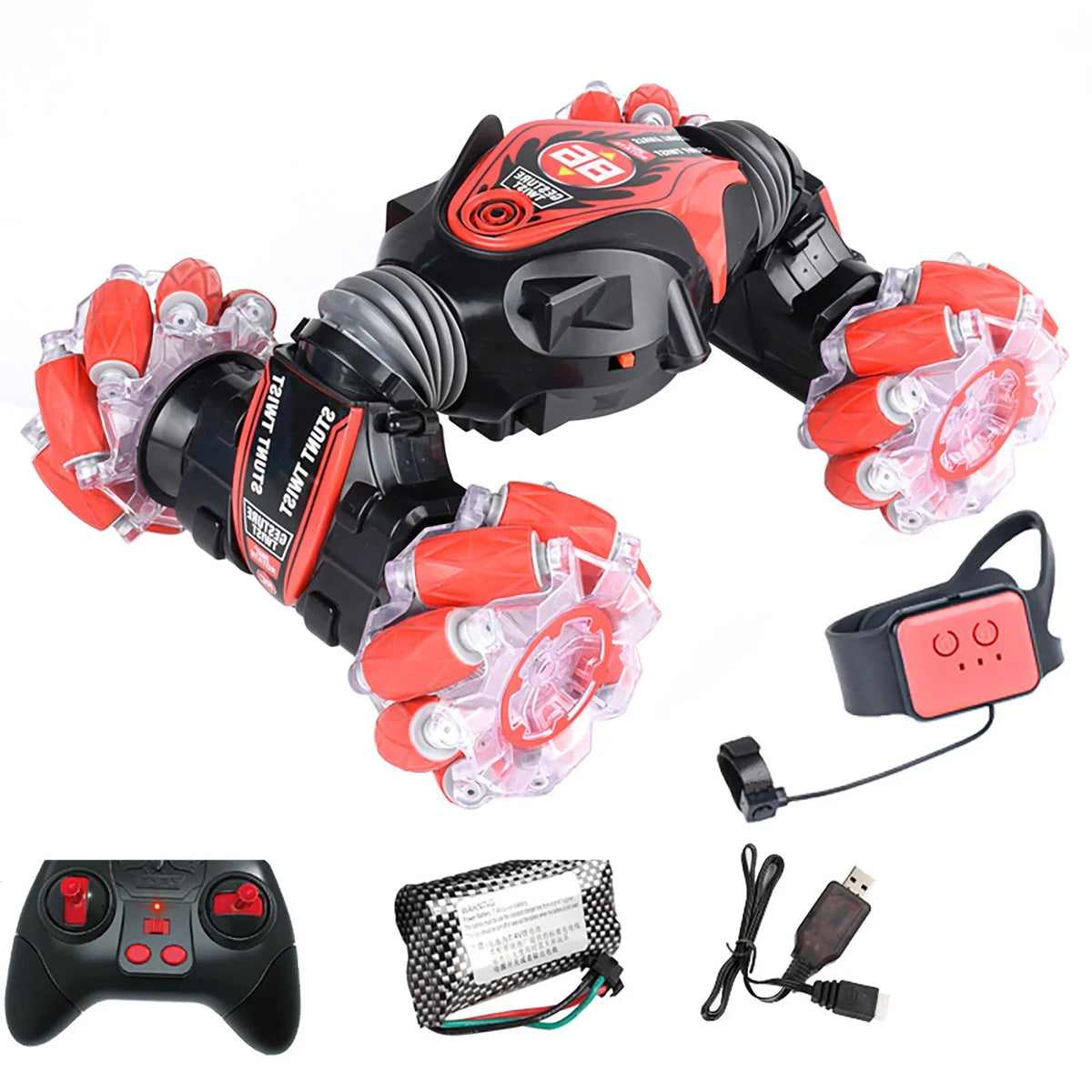 Remote Control Stunt Toy Car, 2.4G Gesture Sensing Remote Control Stunt Car With Four-Wheel Drive, Off-Road & Sports Status Car Toys For Boys Girls Toddlers Birthday