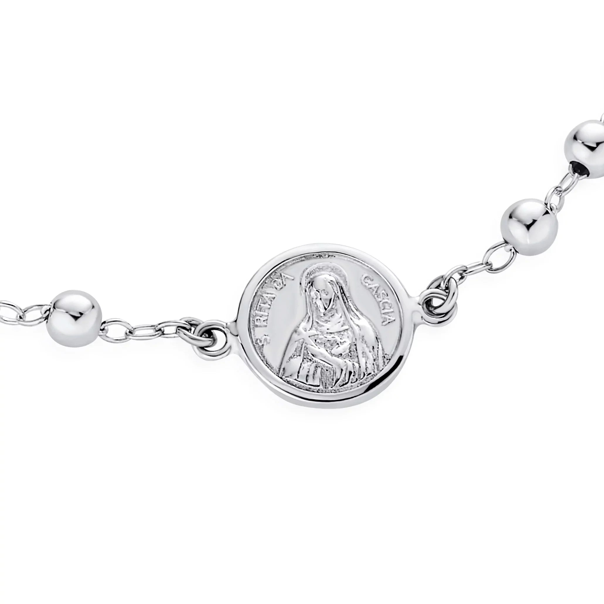 Bling Jewelry Medal Prayer Beads Virgin Mary Cross Rosary Bracelet Sterling Silver