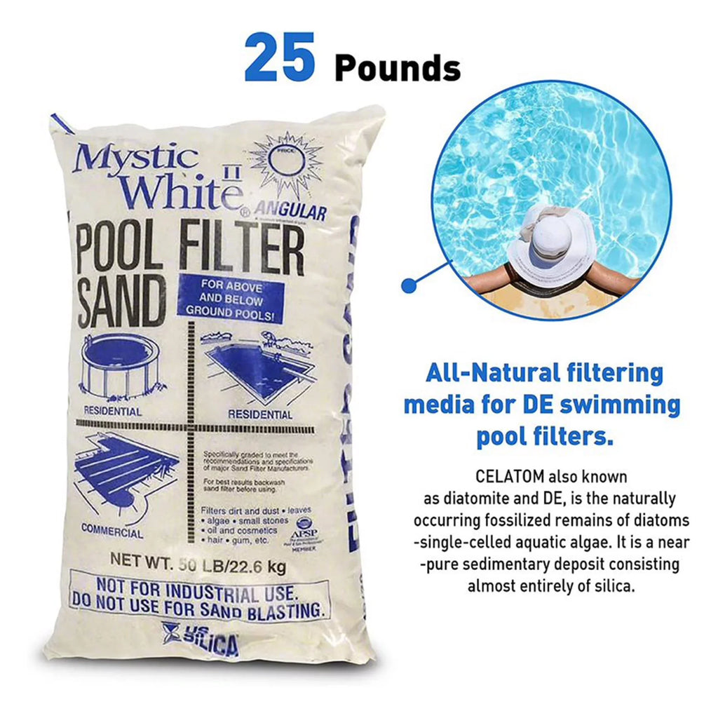 U.S. Silica 50lbs Mystic White II Swimming Pool Filter Sand, White (4 Pack)