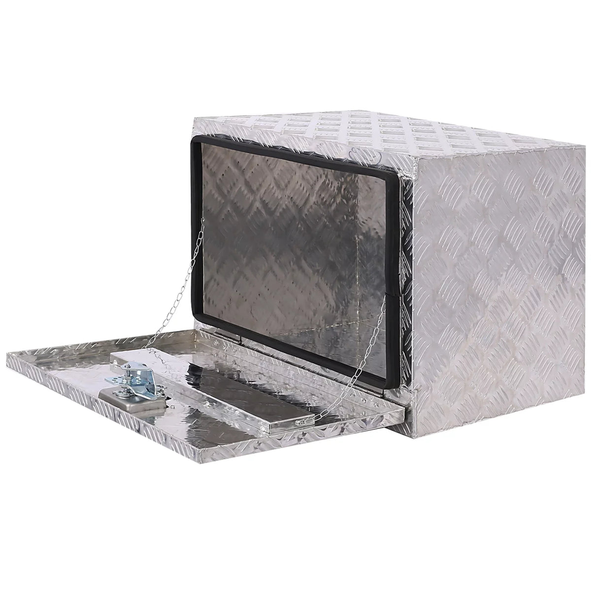 Jarbalai 24 inches Aluminum Tool Box, Truck Bed Tool Box, Outdoor Trailer Pickup Storage Tool Box, RV Storage Organizer, Underbody Box w/ Lock Keys, Silver