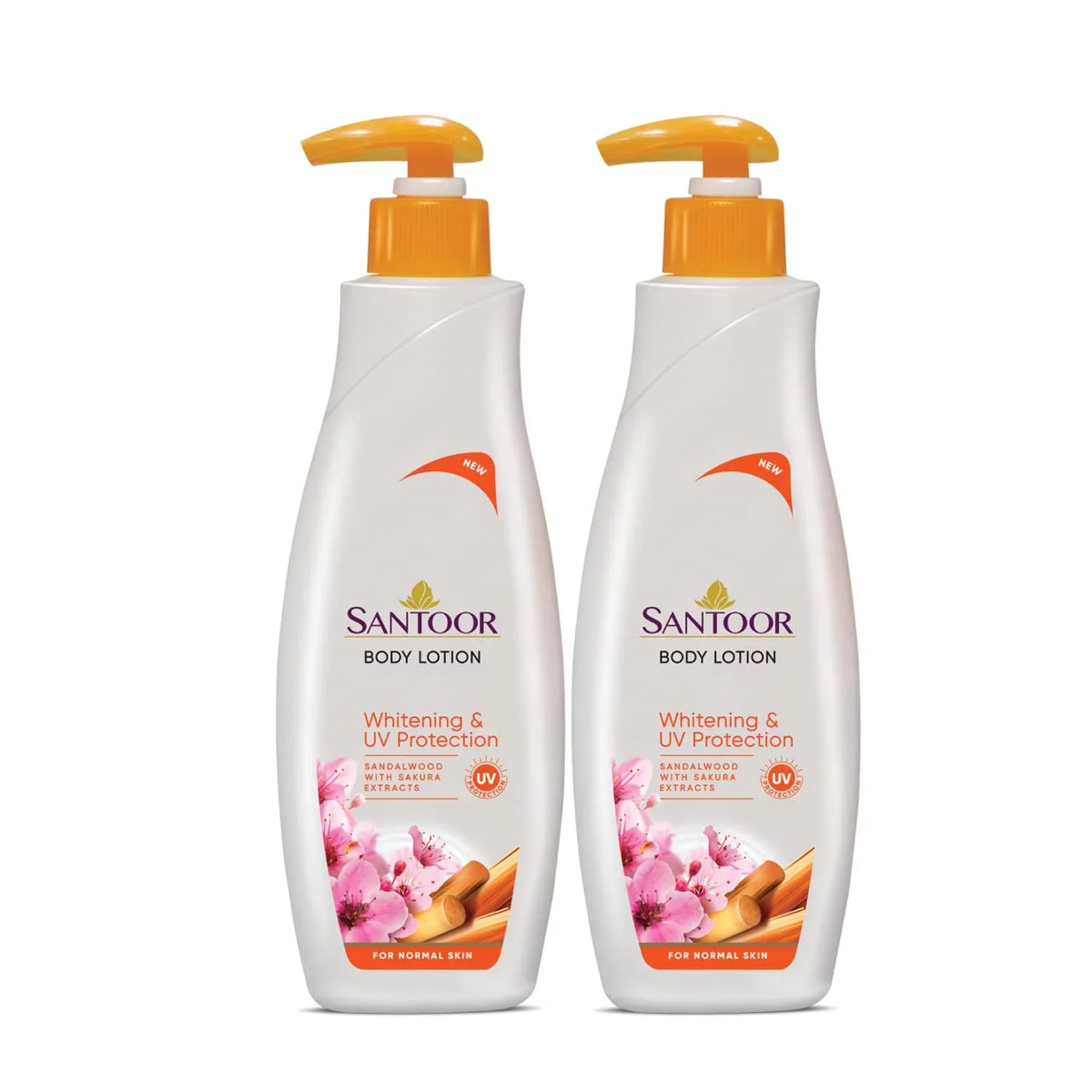 Santoor Perfumed Body Lotion for Whitening & UV Protection with Sandalwood & Sakura Extracts, 250ml (Pack of 2)