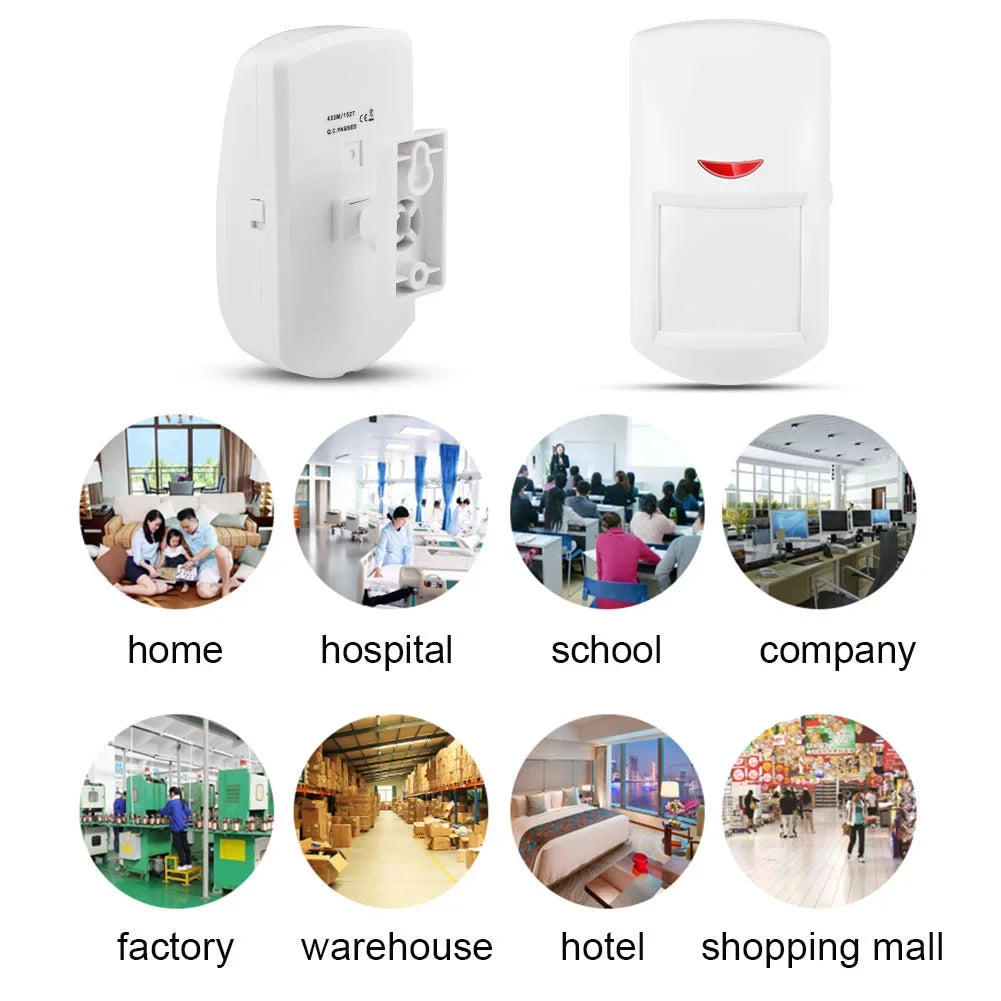 Emoshayoga 433MHz Wireless Passive Infrared Sensor, Wireless Smart Motion Senso PIR Motion Detector for Home Business