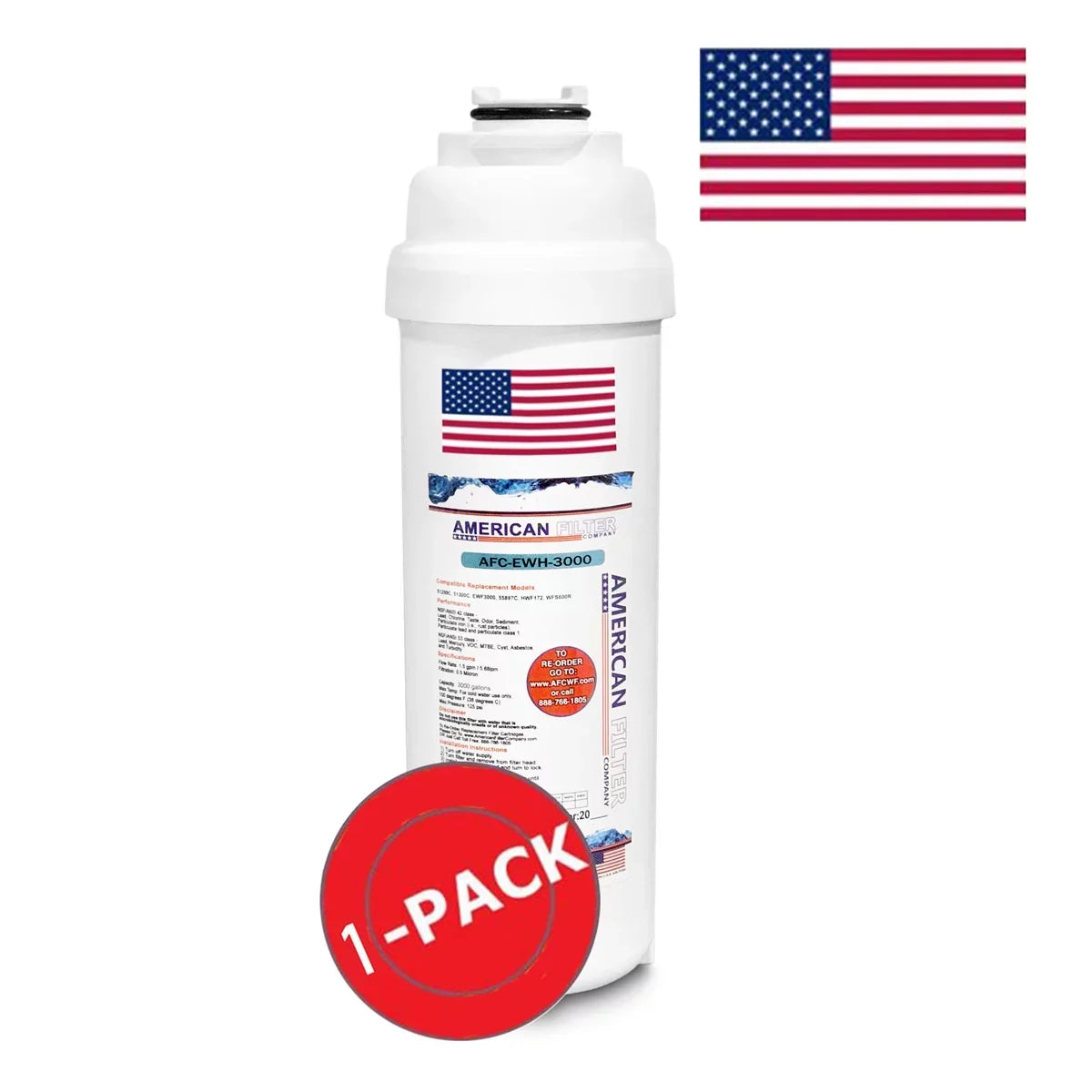 AFC Brand , Water Filter , Model # AFC-EWH-3000 , Compatible with HTHB-HAC8PV-NF - 1 Filters - Made in U.S.A.