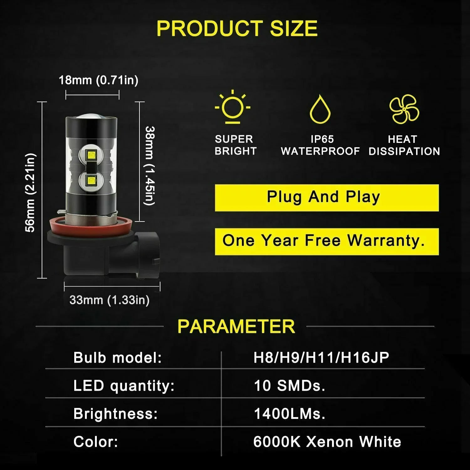 SKN D4S HID Headlight Bulbs for Mazda CX-5 2018 H11 H8 Led Fog Lights 4pcs
