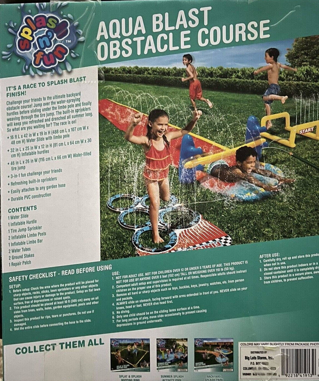 FUN AQUA BLAST OBSTACLE COURSE Summer Water Slide Backyard Water Park Family Fun