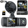 Abask J05 PRO DashCam 4K WiFi - Car Camera Front and Inside with Infrared Night Vision, 24H Parking Monitoring, Motion Sensor, 310° Wide Angle, G-Sensor, Loop Recording, HDR, Up to 128 GB