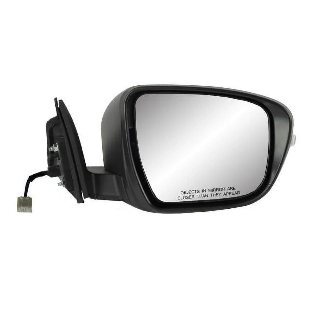 68139N - Fit System Passenger Side Mirror for 14-19 Nissan Rogue US built, 17-19 Japan/ Korea built, 17-18 Hybrid. textured black w/PTM cover, w/turn signal, foldaway, w/o camera, no Sport/ Select S