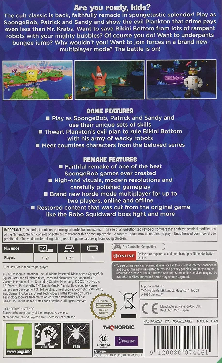 Spongebob SquarePants: Battle for Bikini Bottom - Rehydrated, THQ Nordic, Nintendo Switch