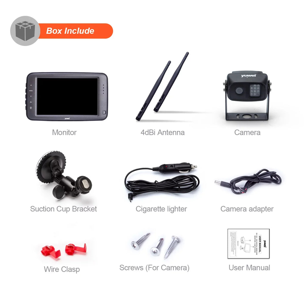 Yuwei WirelessCam5 Wireless Backup Camera System with Digital Full Color 5-inch Monitor for Trailer, RVs