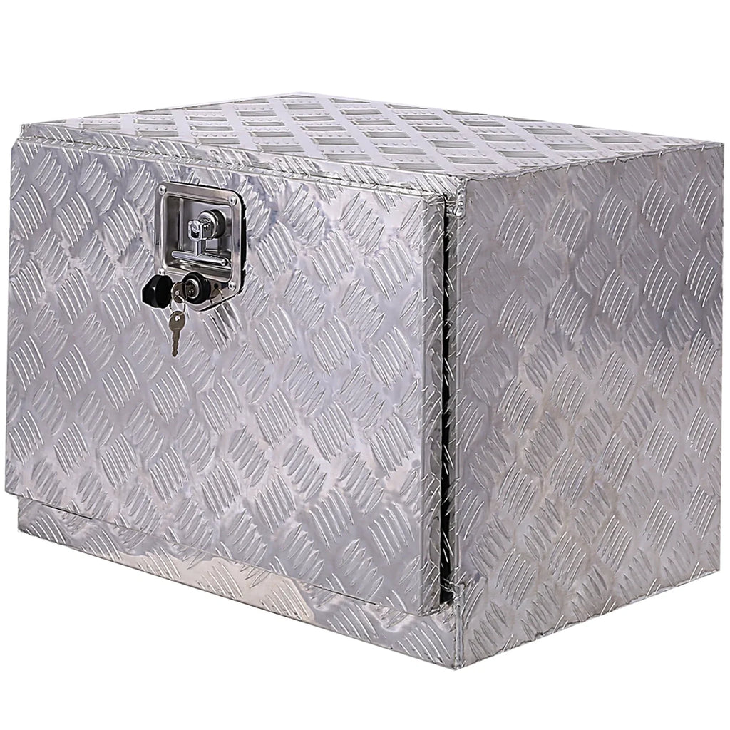 Jarbalai 24 inches Aluminum Tool Box, Truck Bed Tool Box, Outdoor Trailer Pickup Storage Tool Box, RV Storage Organizer, Underbody Box w/ Lock Keys, Silver