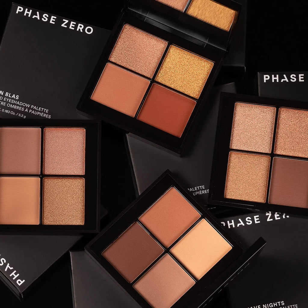 PHASE ZERO Makeup Quad Eyeshadow Palette - Mojave Nights - 5.2g / 0.183 Oz. - Pigmented, Cool-Toned Neutral Eyeshadow Palette with a Mix of Matte and Shimmer Pigments