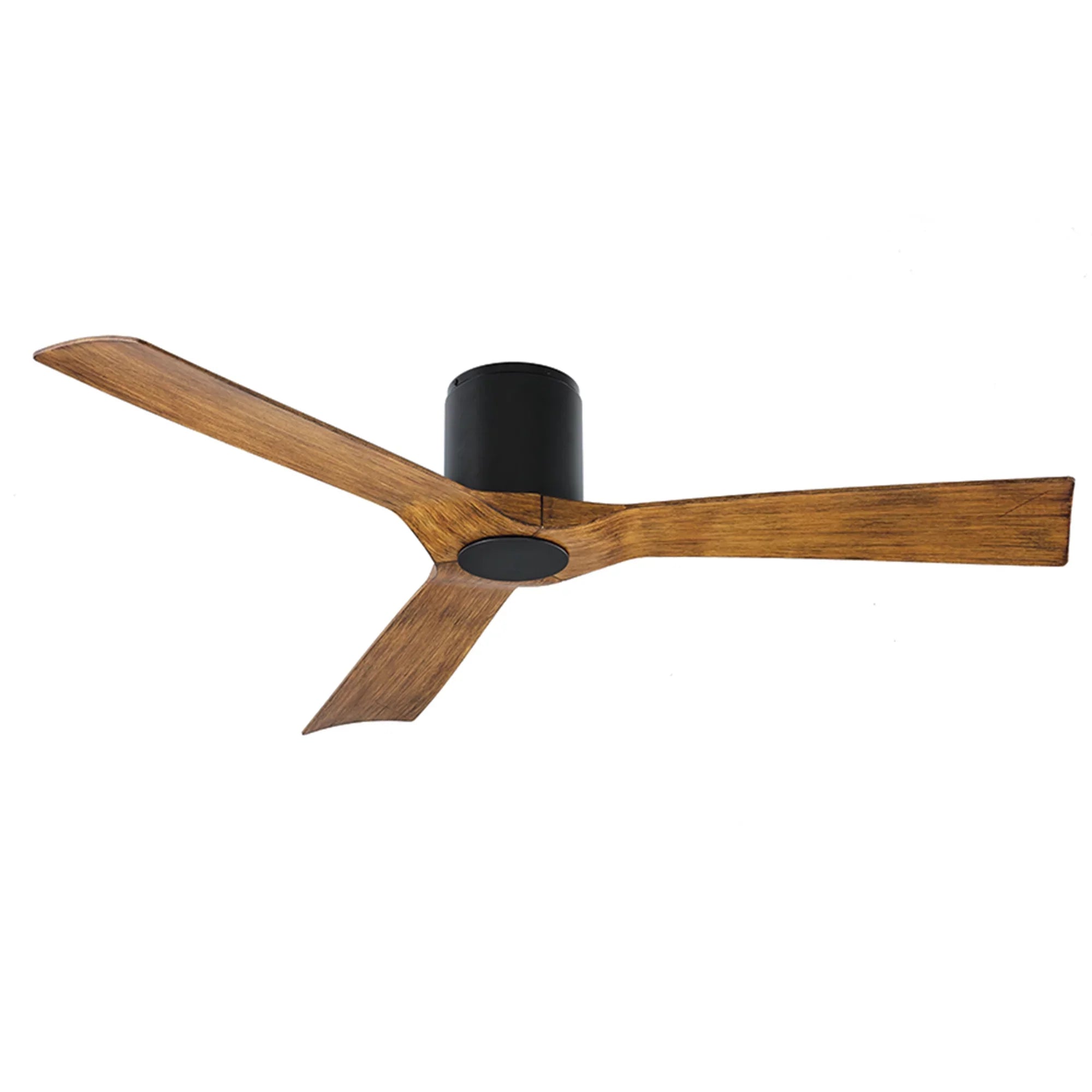 Aviator Indoor and Outdoor 3-Blade Smart Flush Mount Ceiling Fan 54in Matte Black Distressed Koa with Remote Control (Light Kit Sold Separately)