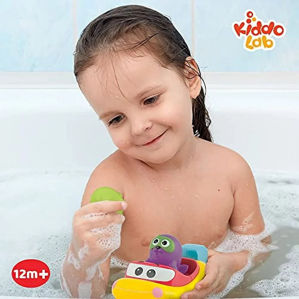 KiddoLab Pull 'N Go Boat Seat - Bath Toys for Boys & Girls - Toy Boats for Babies, Kids & Toddlers - Bathtub & Pool Playtime Floating Accessories - Child-Safe & Durable Plastic, No Batteries Needed