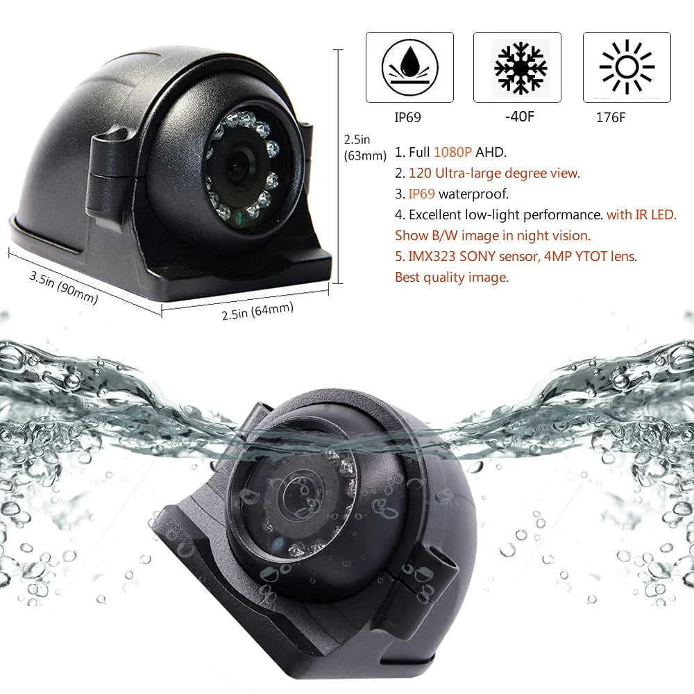 JOINLGO 4CH GPS 4G WiFi 1080P HDD Mobile Vehicle Car DVR MDVR Video Recorder Kit Remote Live View on PC Phone 4pcs 2.0MP Side Rear View IR Camera 7 inch Monitor for Truck Bus RV Van