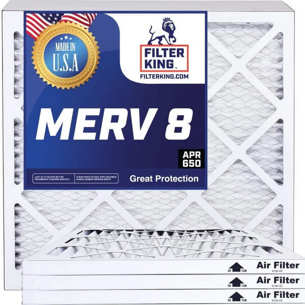 Filter King 28x6.5x1 Air Filter | 4-PACK | MERV 8 HVAC Pleated A/C Furnace Filters | MADE IN USA | Actual Size: 28 x 6.5 x .75"