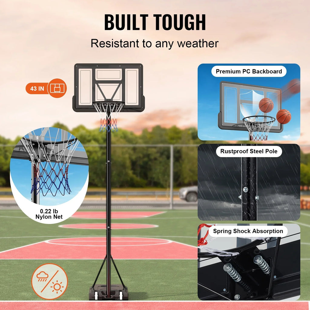 SKYSHALO Portable Basketball Hoop Goal 4-10ft Adjustable Height, Indoor Outdoor Basketball Hoop System w/ 44" Shatterproof Backboard and Stand Wheels for Teenagers Youth Junior