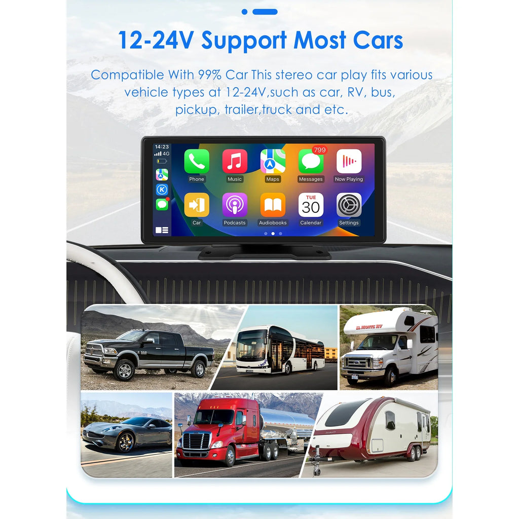 Android Auto Wireless Apple Carplay 360° Adjustable 10.26 Inch Touchscreen Car Radio Stereo Head Unit Bluetooth GPS Navigation Player With Backup Camera