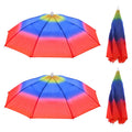 Uxcell 20" Fishing Umbrella Hat Folding Sun Rain Cap Head Umbrella Rainbow Color 4 Pack