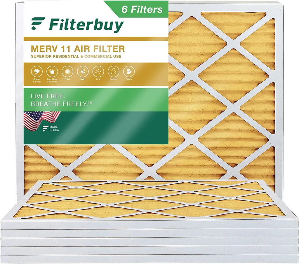 Filterbuy 15x20x1 MERV 11 Pleated HVAC AC Furnace Air Filters (6-Pack)
