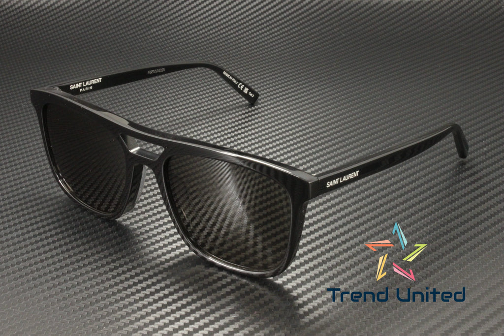 SAINT LAURENT SL 455 001 Rectangular Squared Acetate Black 56mm Men's Sunglasses