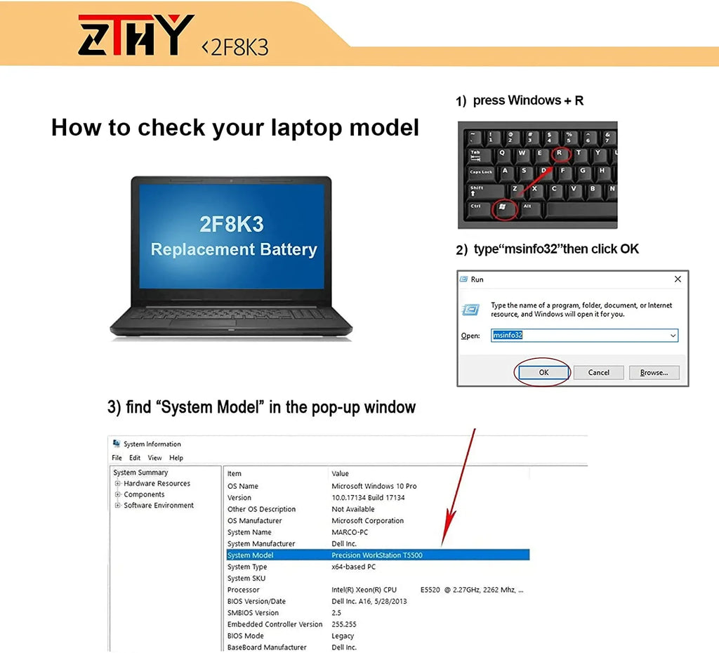 ZTHY 2F8K3 y Replacement for Dell Alienware 17 R1 17X M17X-R5 Alienware 18 R1 18X M18X-R3 Series Gaming Laptop