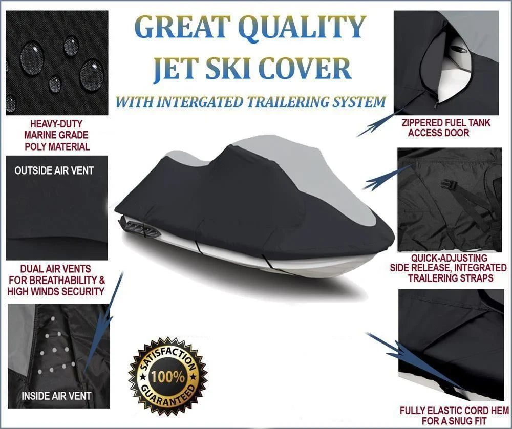 SUPER HEAVY-DUTY PWC JetSki Cover Compatible for Polaris MSX 110 / 140 / 150 2003-2004 Jet Ski PWC Cover