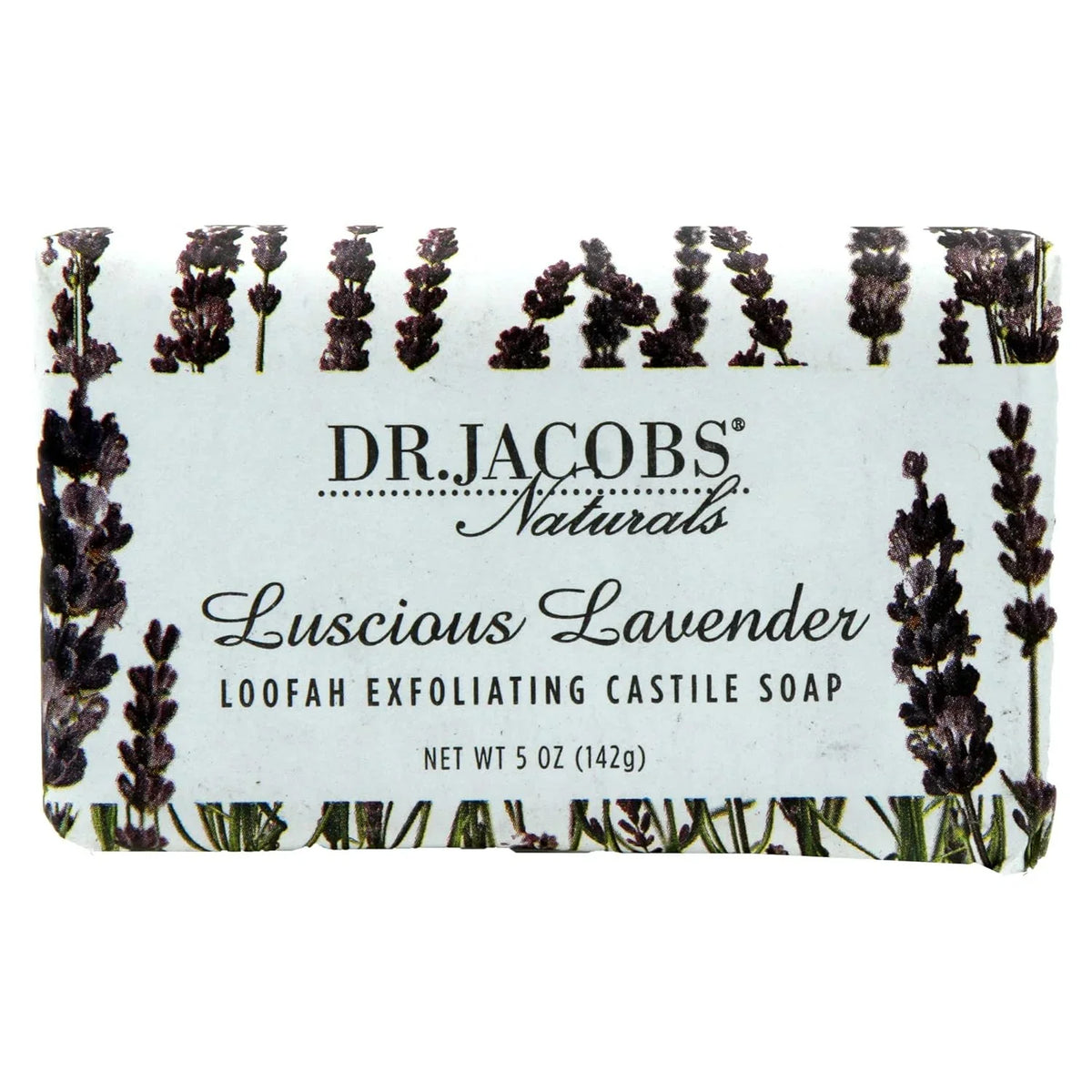 Dr Jacobs Naturals Luscious Lavender Castile Bar Soap Plant Based Vegan Soap, 5 Oz 6-Pack