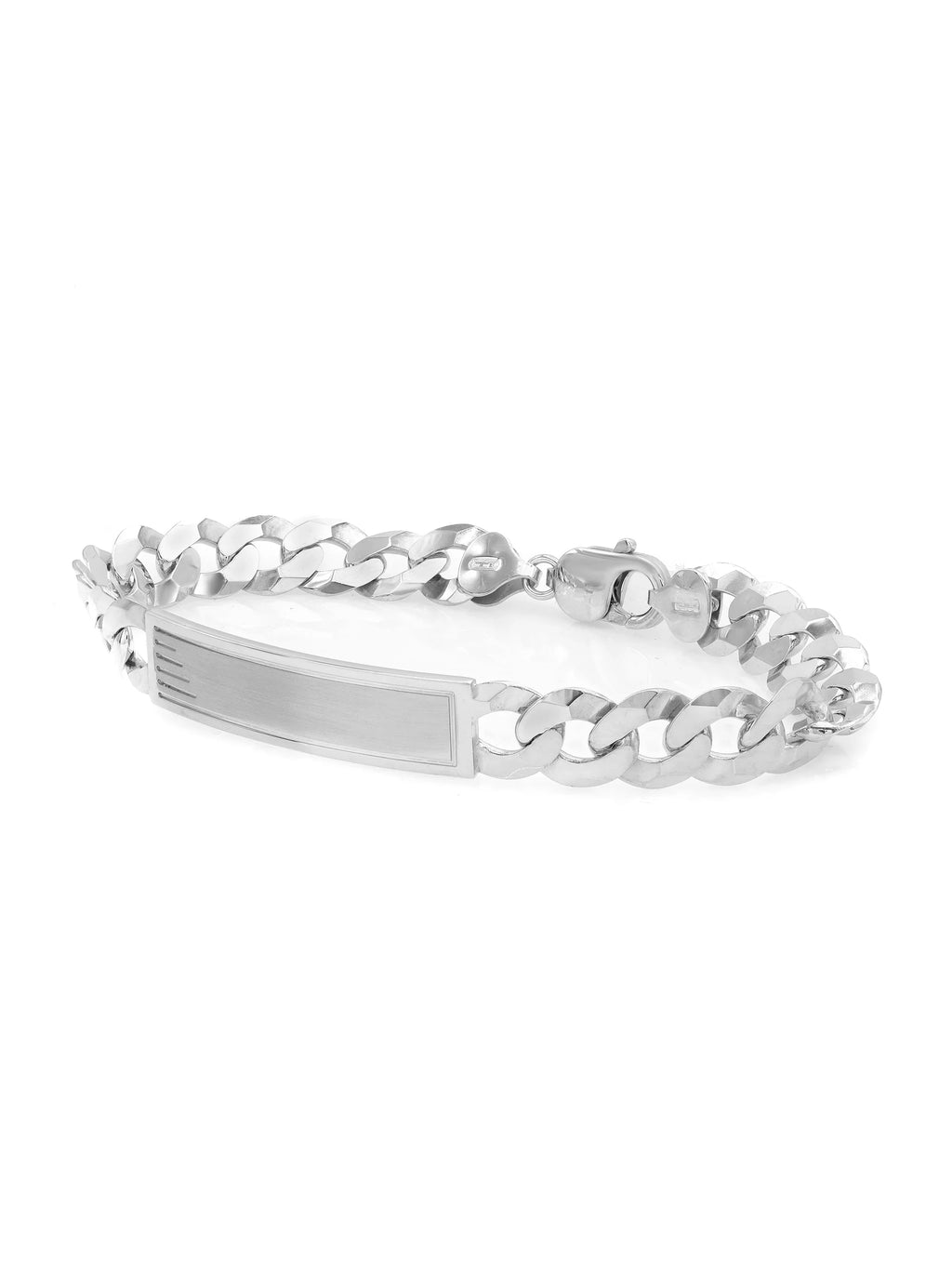 Curb Cuban Link Chain Mens ID Polished Bracelet 925 Sterling Silver 9 Inches