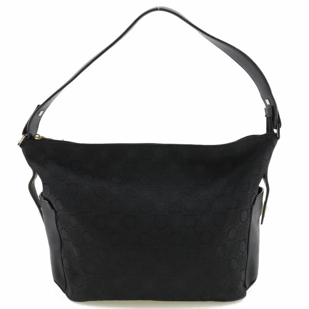Pre-Owned Salvatore Ferragamo One Shoulder Bag Gancini AB-21 2779 Canvas x Leather Black Ladies (Fair)