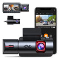 WiFi 3 Channel Dash Cam 2K+1080P+1080P@30fps with GPS Speed, 4K Dual Dashcam Front and Inside, Triple Car Dash Camera with Type C Port, WDR, IR Night Vision, 170° Wide Angle, 24hr Parking Monitor