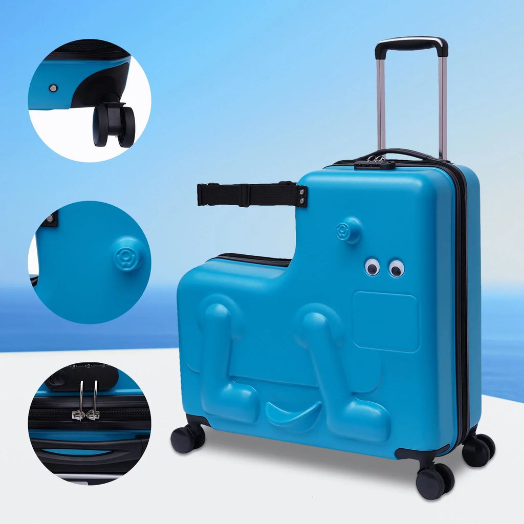 Wuzstar 24" Kid's Ride-on Travel Suitcase Portable Universal Wheel Waterproof Luggage,ABS+PC Aged 4-12 Years