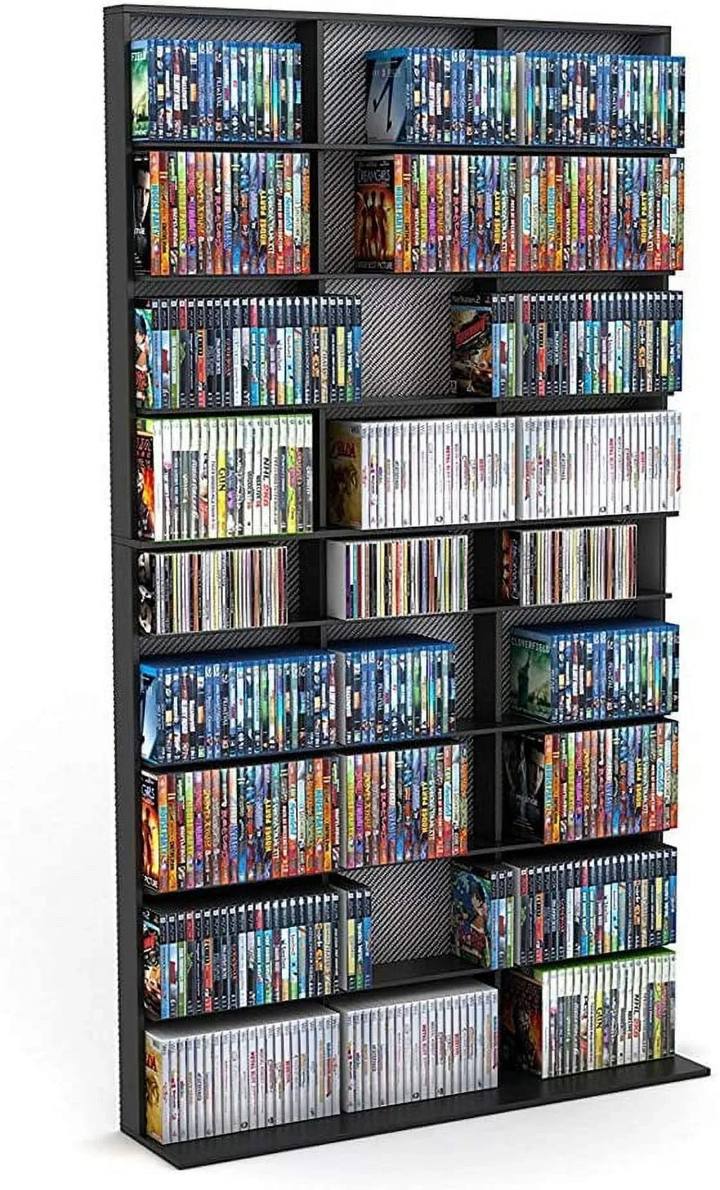 Media Storage Cabinet - Large Tower, Stores 837 s, 630 Blu-Rays, 531 s, 624 PS3/PS4 Games Or 528 Wii Games With 9 Fixed Shelves, PN35435725 In Black