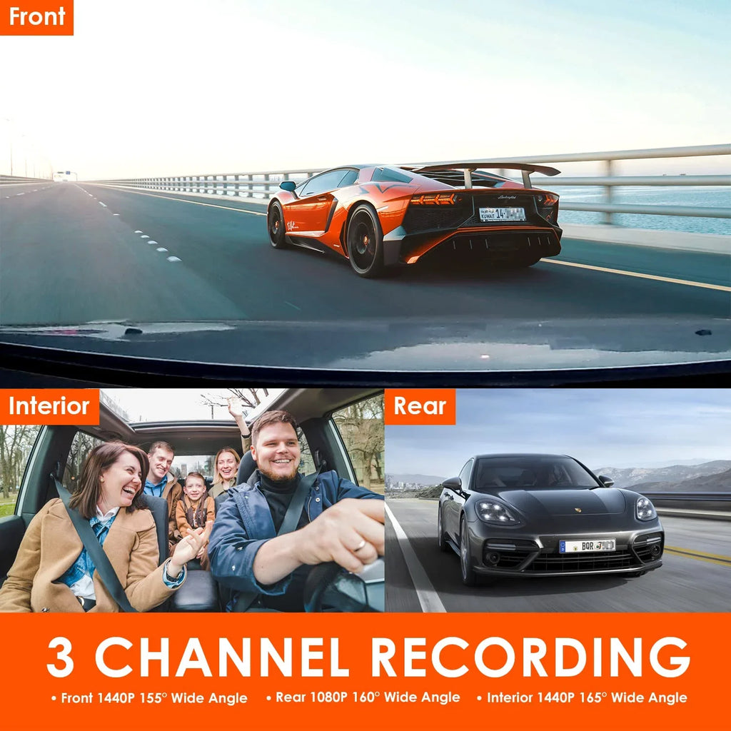 Vantrue N4 3 Channel 4K Dash Cam, 4K+1080P Front and Rear, 1440P+1440P Front and Inside, 1440P+1440P+1080P Three Way Triple Car Camera, IR Night Vision, 24 Hours Parking Mode, Support 512GB Max