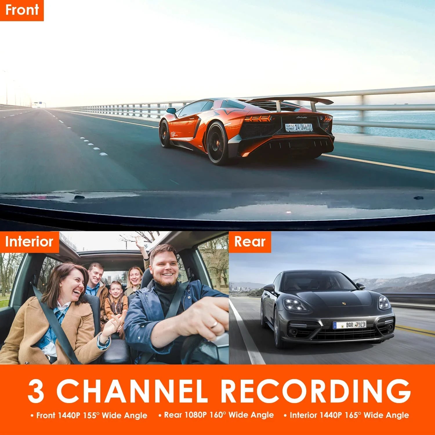 Vantrue N4 3 Channel 4K Dash Cam, 4K+1080P Front and Rear, 1440P+1440P Front and Inside, 1440P+1440P+1080P Three Way Triple Car Camera, IR Night Vision, 24 Hours Parking Mode, Support 512GB Max