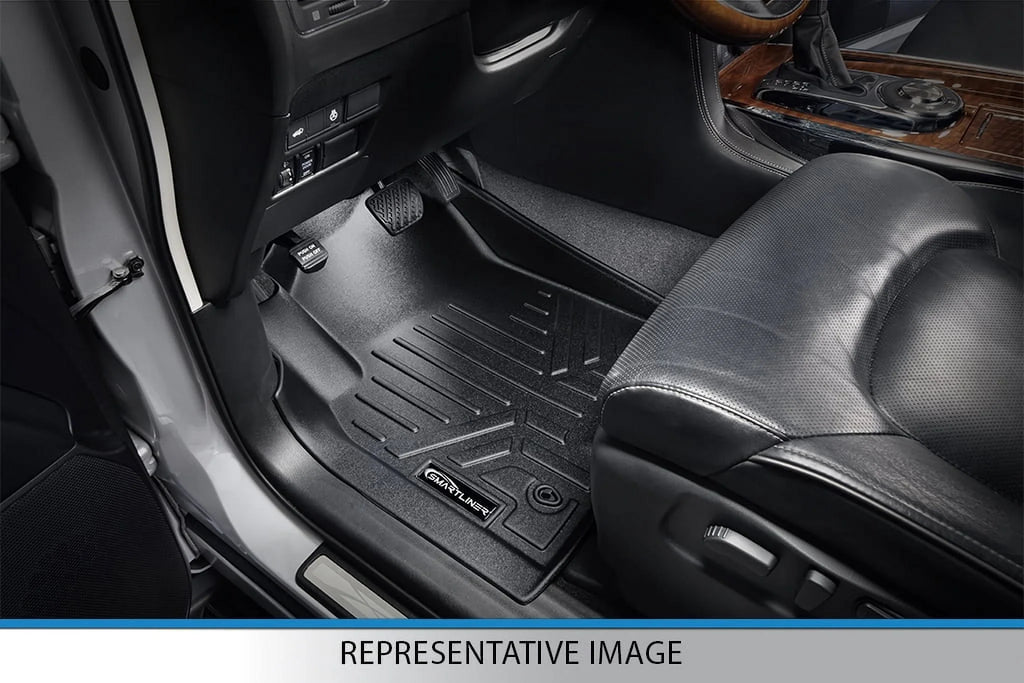 Smartliner SA0328 1st Row Floor Mats Liner Set with Vinyl Flooring & Floor Posts Only for 2014-2021 Ford Transit Connect, Black