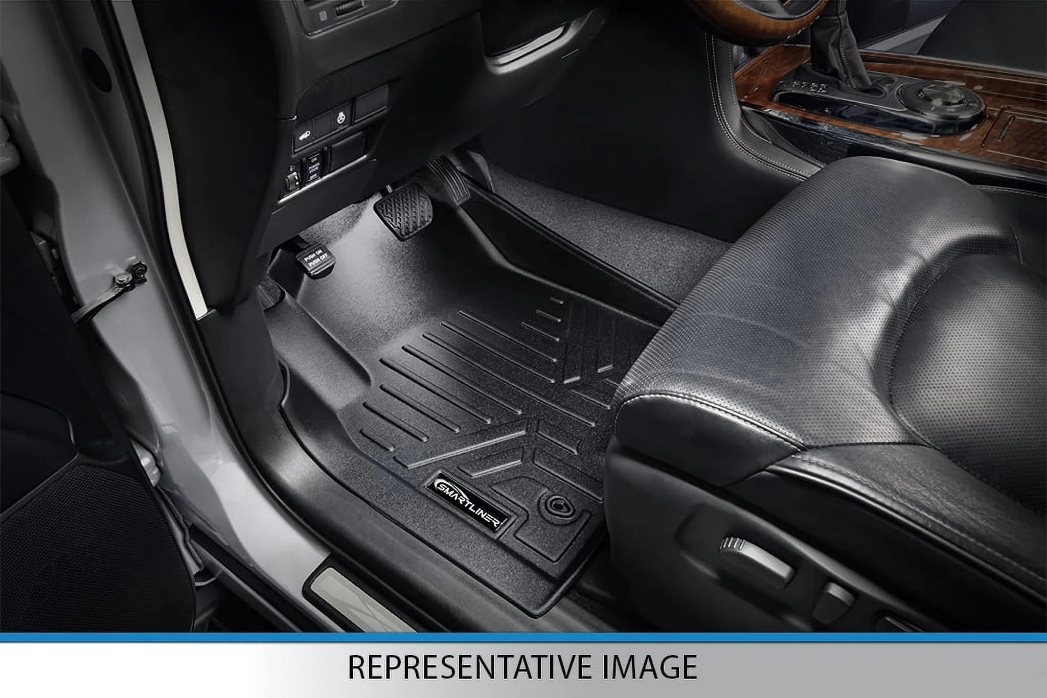 Smartliner SA0328 1st Row Floor Mats Liner Set with Vinyl Flooring & Floor Posts Only for 2014-2021 Ford Transit Connect, Black