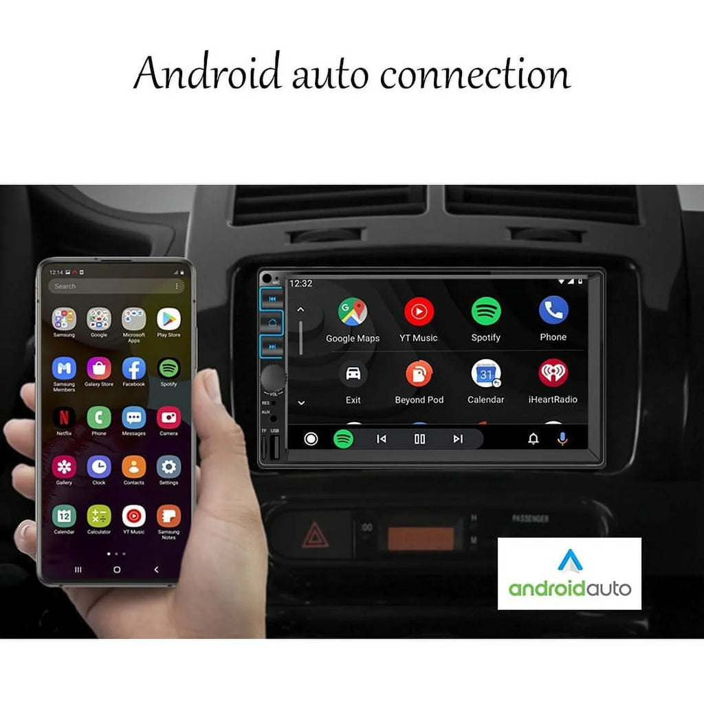 Car Radio 7'' 2 Din Stereo Receiver Bluetooth, Microphone, Mirror Link, Display, GPS, Touch Screen Support Apple Carplay , Android Auto