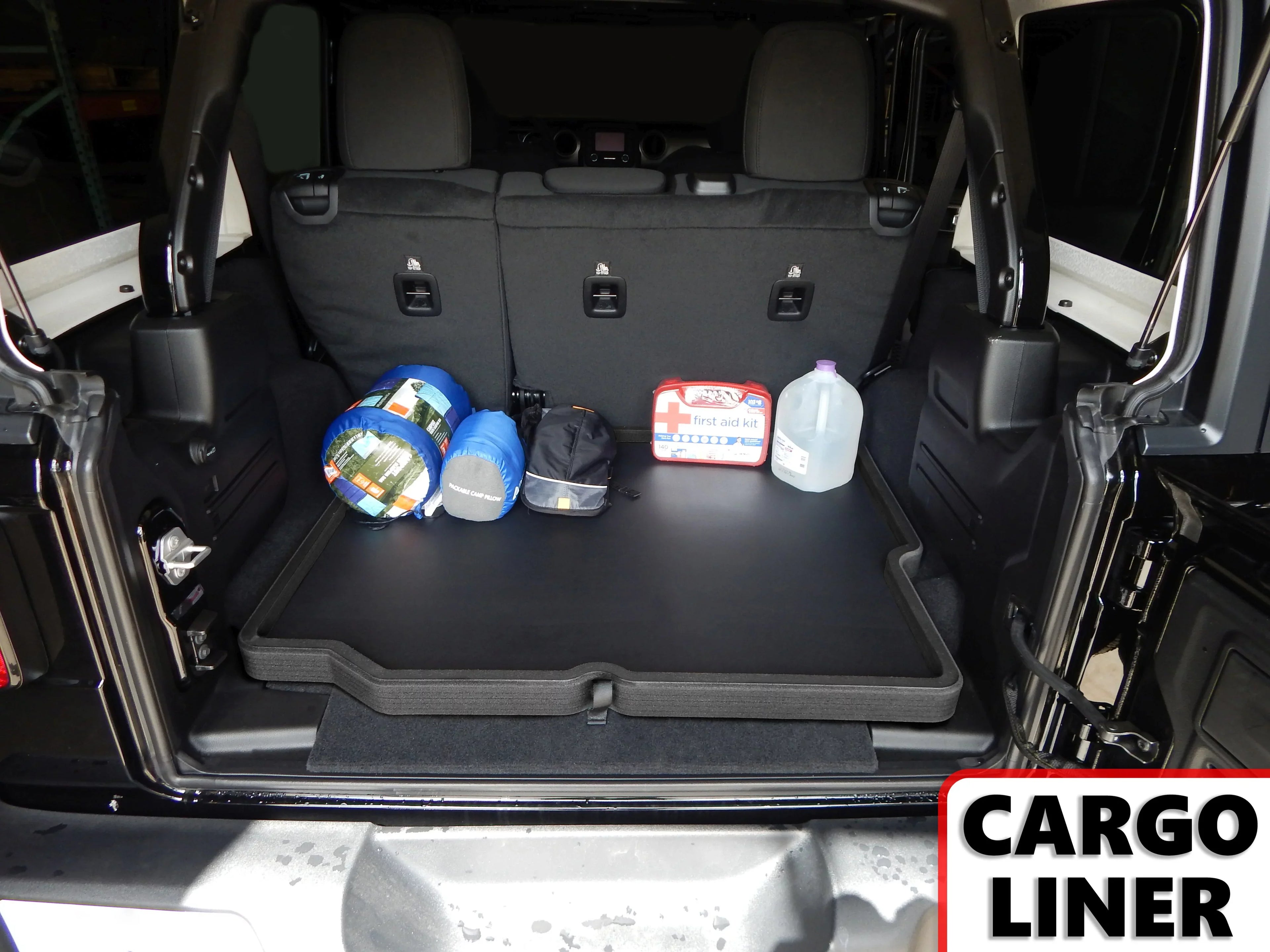 Red Hound Auto Cargo Trunk Mat Liner Tray Custom Fit Floor Black Foam Compatible with Jeep Wrangler Unlimited 4-Door 2018-2019 (JL) Without Subwoofer - Anti-Rattle Waterproof Protector