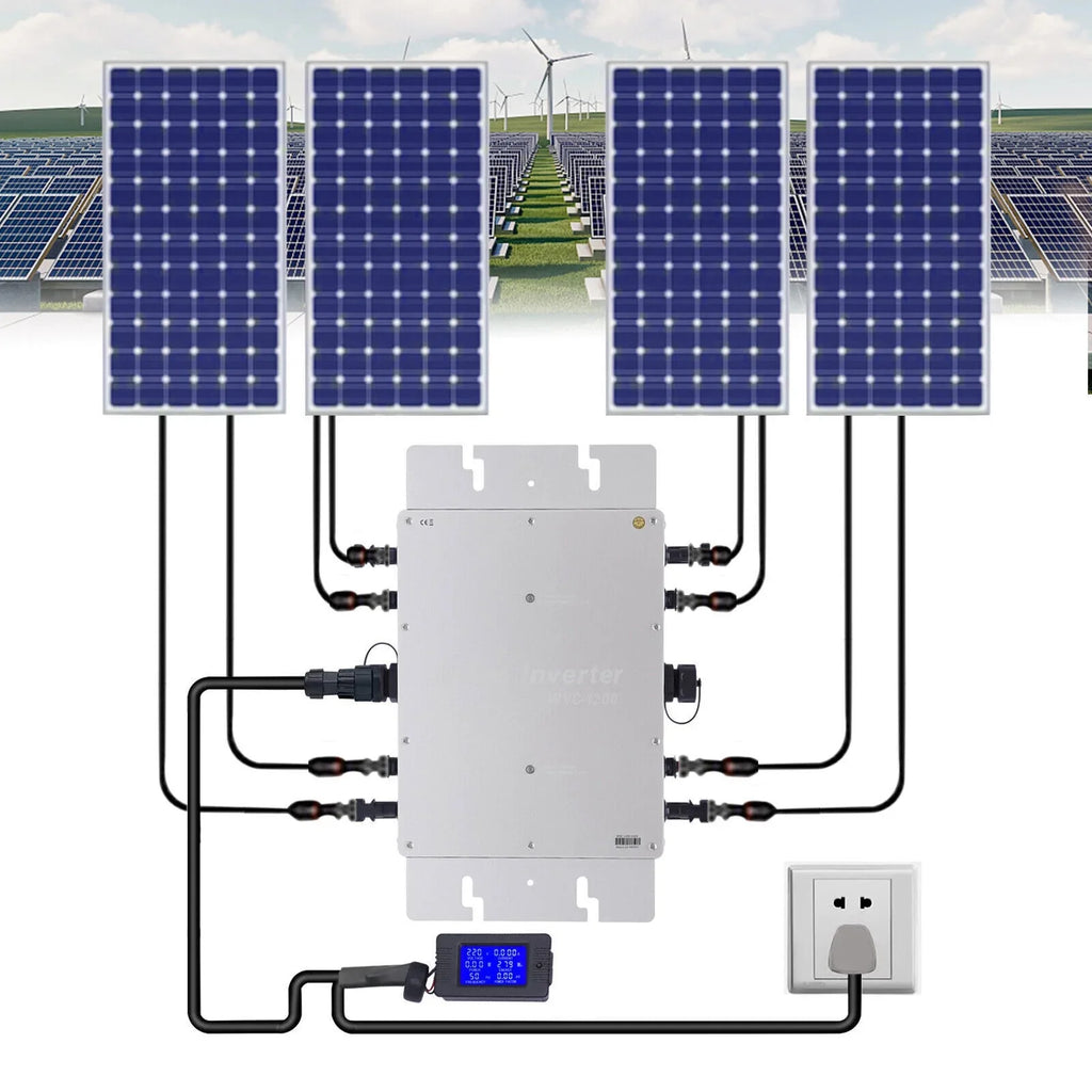 WVC-1200W MPPT Solar Micro Inverter Grid Tie Grid Pure Sine Wave Inverter DC-AC