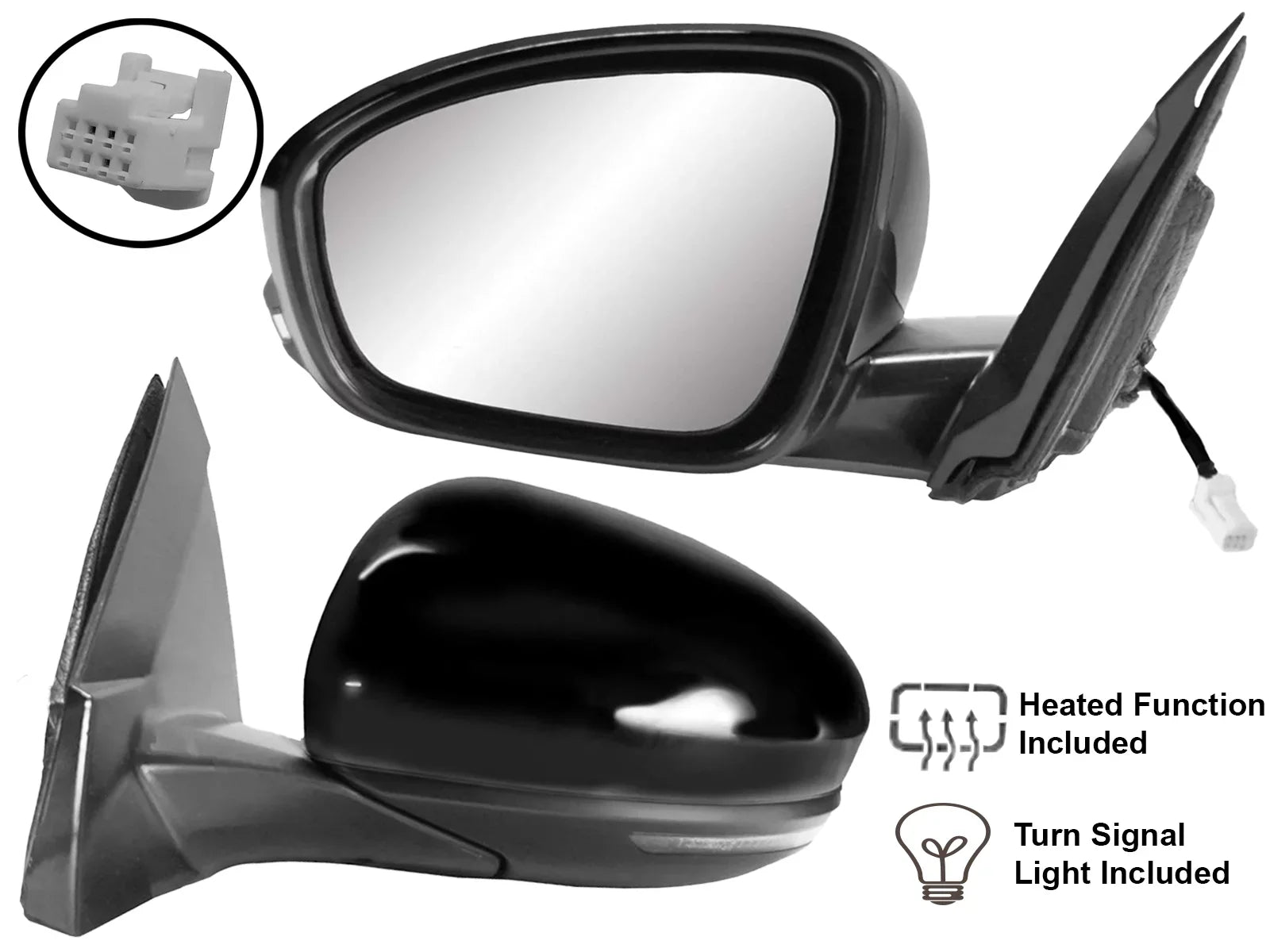 APA Replacement Rear View Mirror for 2019 2020 2021 2022 ALTIMA Power Heated Turn Signal Light No Camera Driver Left Side NI1320312 NI1320313 963026CA0B 963026CA1B
