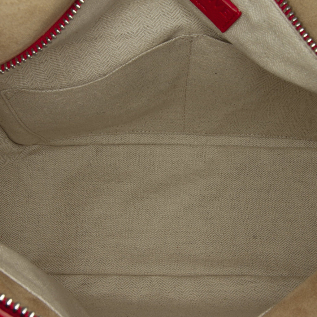 Pre-Owned Authenticated LOEWE Small Mushroom Puzzle Edge Calf Leather Red Satchel Unisex (Good)