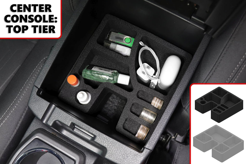 Red Hound Auto Center Console Organizer 2 Piece Set Vehicle Organizational System Inserts Compatible with Toyota Tacoma 2016-2020 Black Anti-Rattle