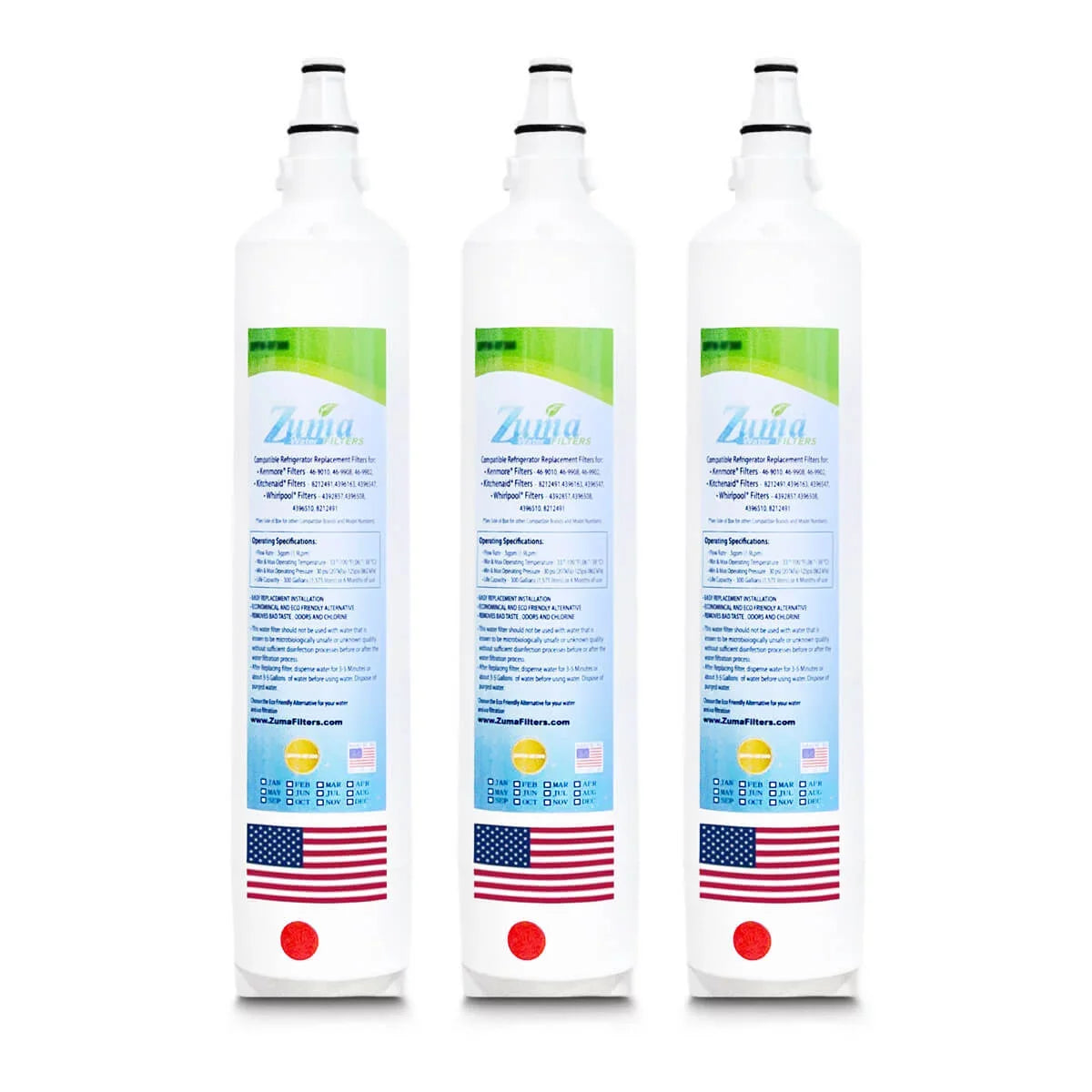 ZUMA Brand , Water Filters , Model # ZWFZ1-RF750 , Compatible with Subzero® IT36CIIDLH - 3 Pack - Made in U.S.A.