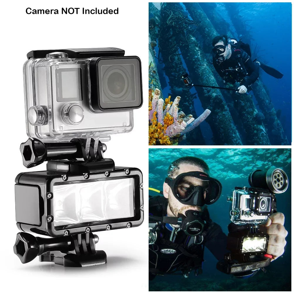 Opteka Goggles Scuba Diving Mask + Waterproof LED Flash Light for GoPro HERO4, HERO3, HERO2 Black, Silver, Session, SJ6000, SJ4000 and Similar Action Cameras