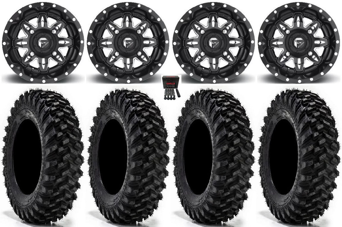 Fuel Lethal 15" Wheels Black 32" Warrior XT Sticky Tires Can-Am Maverick X3 / Honda Pioneer 1000 / Talon