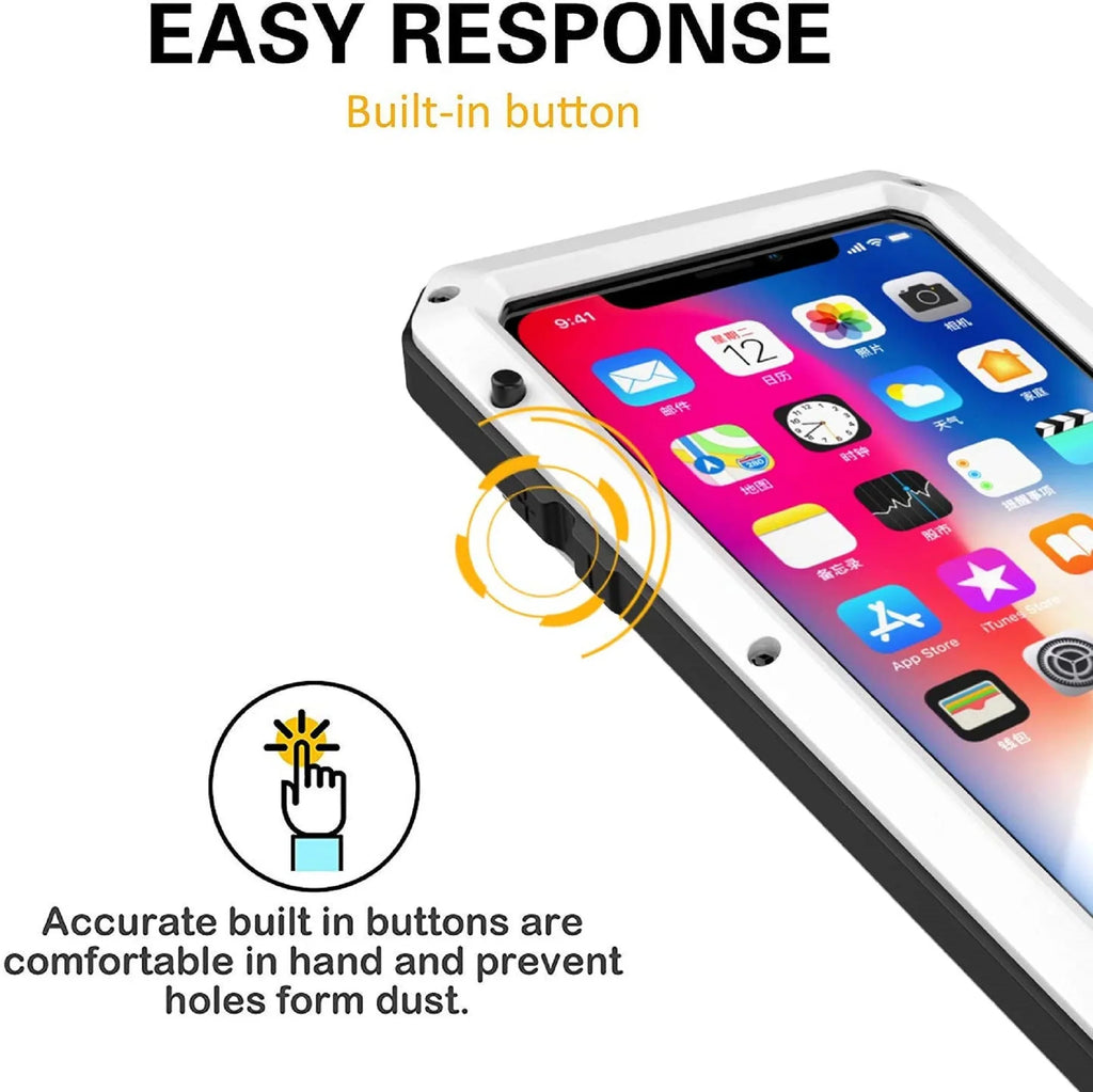 Gorilla Glass Aluminum Metal iPhone 6s Plus Case (White) Heavy Duty Military Grade Shockproof and Scratch Resistant Protection, Rugged Outdoor Travel