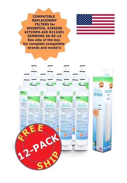 ZUMA Brand , Water and Ice Filter , Model # OPFW-RF300 , Compatible with Whirlpool® 4396508 - 12 Pack - Made in U.S.A.