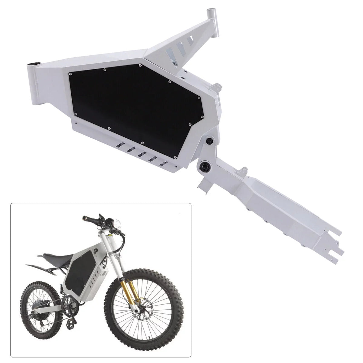 Miumaeov Electric Bicycle Iron Frame Adjustable For 20" or 26" Stealth Bomber E-Bikes(White)