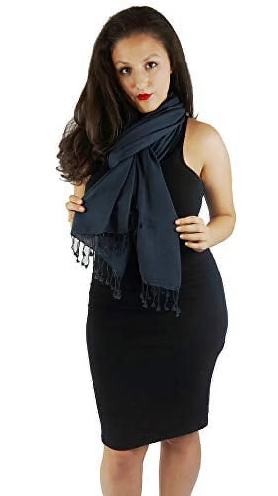 Shawl/Shawls/Scarf/Scarves/Wrap/Stole/Muffler/Cape/Ruana/Blanket/Throw/Pashmina Shawl/Cashmere Scarf/Wool/Silk (Dark Charcoal Regular Shawl)