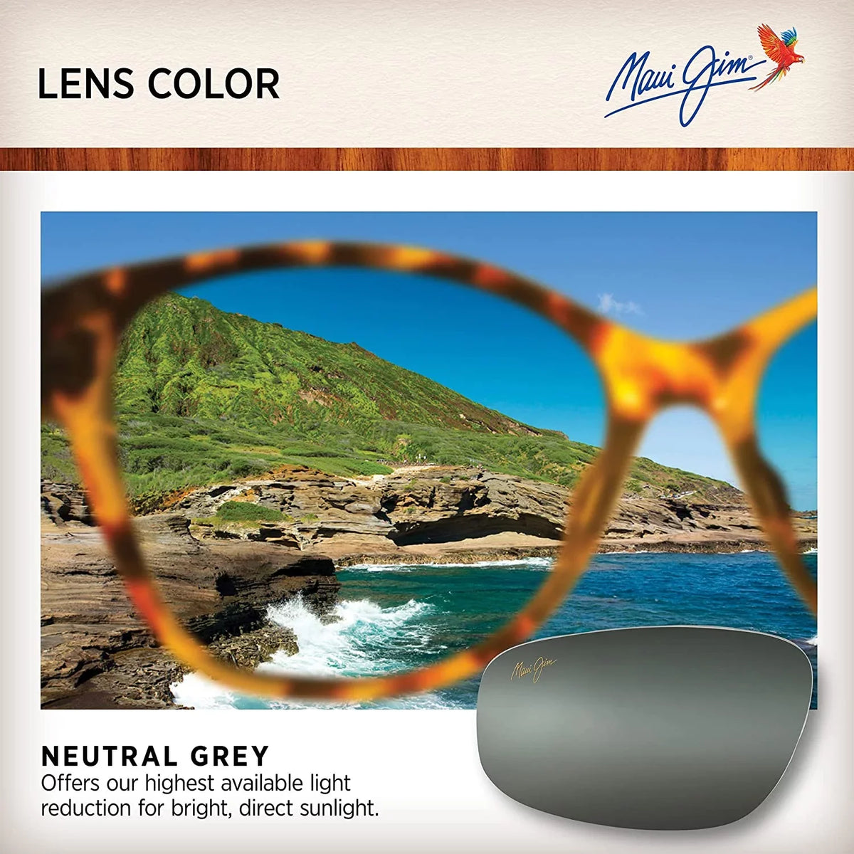 Maui Jim Keokea Neutral Grey Navigator Unisex Sunglasses 447-02 55